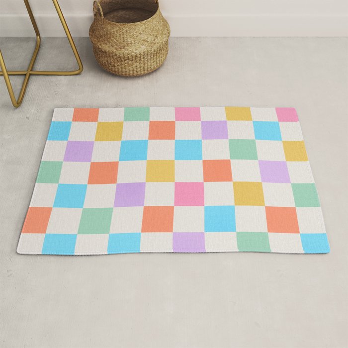 Pastel Checkered Pattern Rug Gallery Image 1