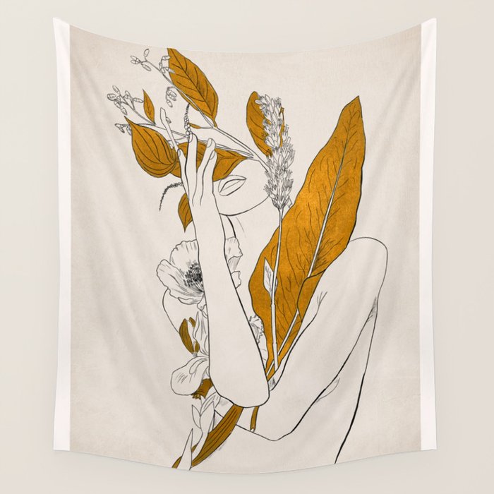 natural beauty-collage 7 Line Art 2 Wall Tapestry Gallery Image 4