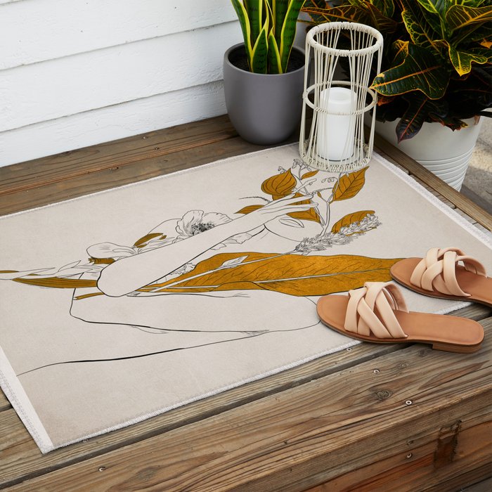 natural beauty-collage 7 Line Art 2 Outdoor Rug Gallery Image 2