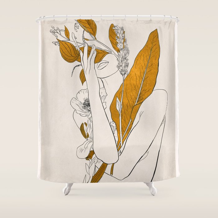 natural beauty-collage 7 Line Art 2 Shower Curtain Gallery Image 1