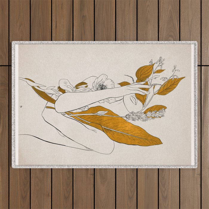 natural beauty-collage 7 Line Art 2 Outdoor Rug