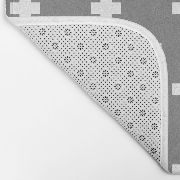 White Swiss Cross Pattern on Light Grey background Bath Mat Gallery Image 2