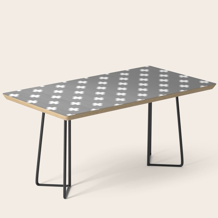 White Swiss Cross Pattern on Light Grey background Coffee Table Gallery Image 1