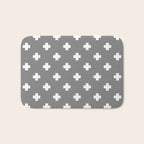 White Swiss Cross Pattern on Light Grey background Bath Mat Gallery Image 1