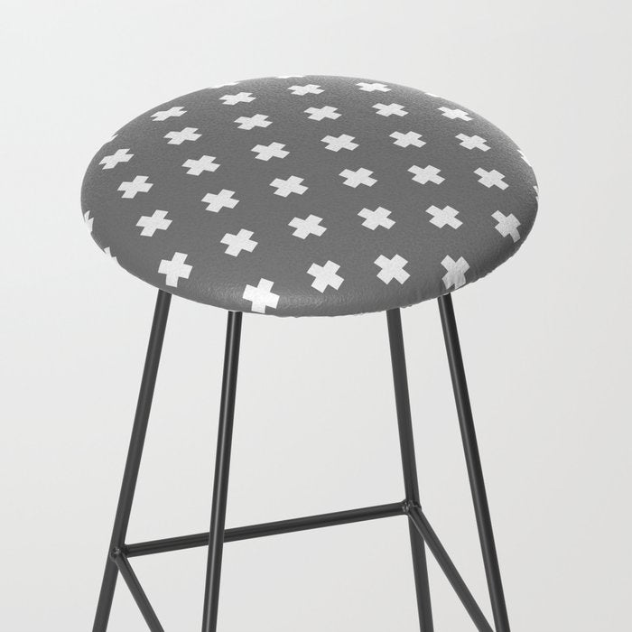 White Swiss Cross Pattern on Light Grey background Stool Gallery Image 2