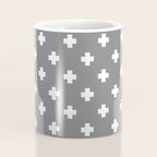 White Swiss Cross Pattern on Light Grey background Coffee Mug Gallery Image 4