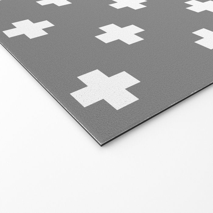 White Swiss Cross Pattern on Light Grey background Welcome Mat Gallery Image 2