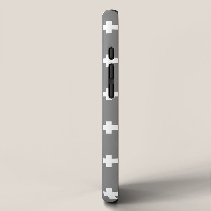 White Swiss Cross Pattern on Light Grey background iPhone Case Gallery Image 2