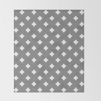 White Swiss Cross Pattern on Light Grey background Throw Blanket Gallery Image 2