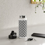 White Swiss Cross Pattern on Light Grey background Water Bottle Gallery Image 4