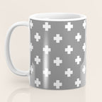 White Swiss Cross Pattern on Light Grey background Coffee Mug Gallery Image 3
