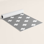 White Swiss Cross Pattern on Light Grey background Yoga Mat Gallery Image 2