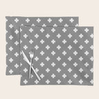White Swiss Cross Pattern on Light Grey background Placemat Gallery Image 1