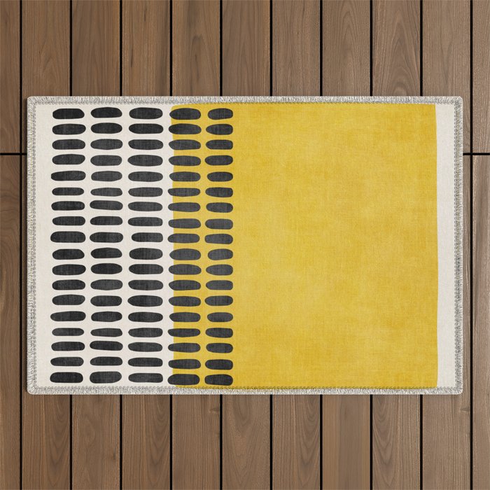 Yellow Black Modern Minimalism Outdoor Rug Gallery Image 1