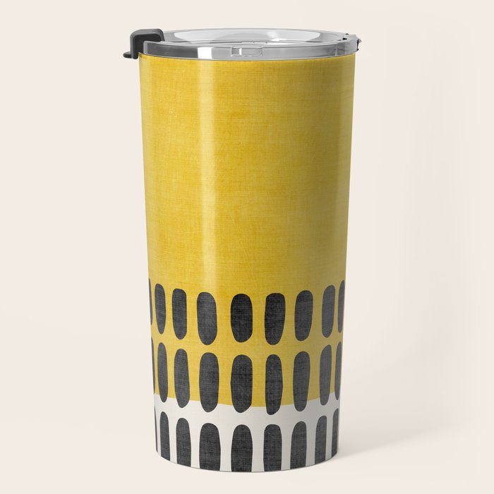Yellow Black Modern Minimalism Travel Mug Gallery Image 3
