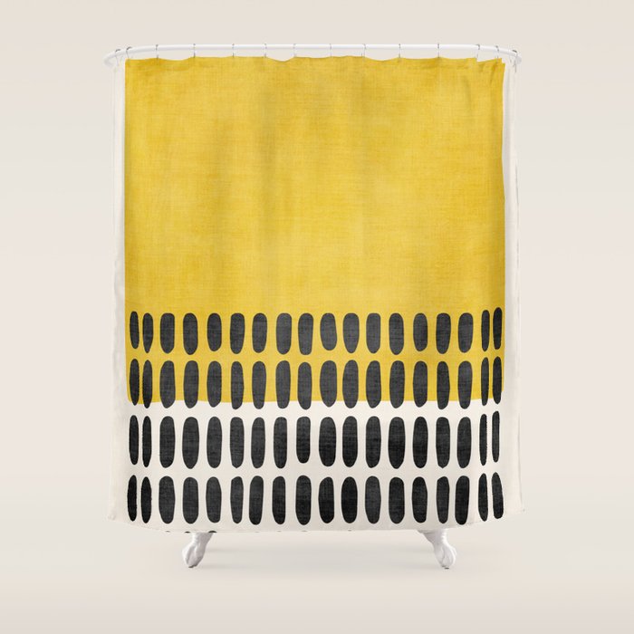 Yellow Black Modern Minimalism Shower Curtain Gallery Image 1