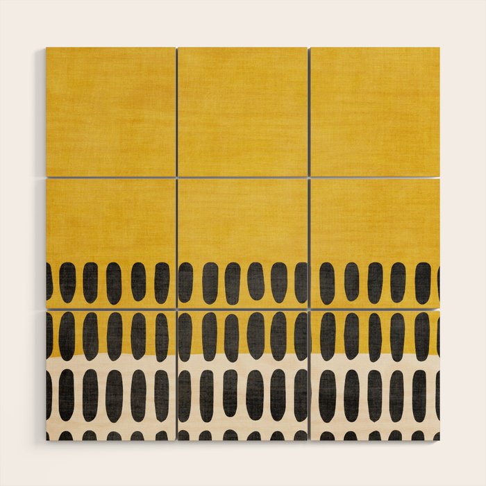 Yellow Black Modern Minimalism Wood Wall Art Gallery Image 1