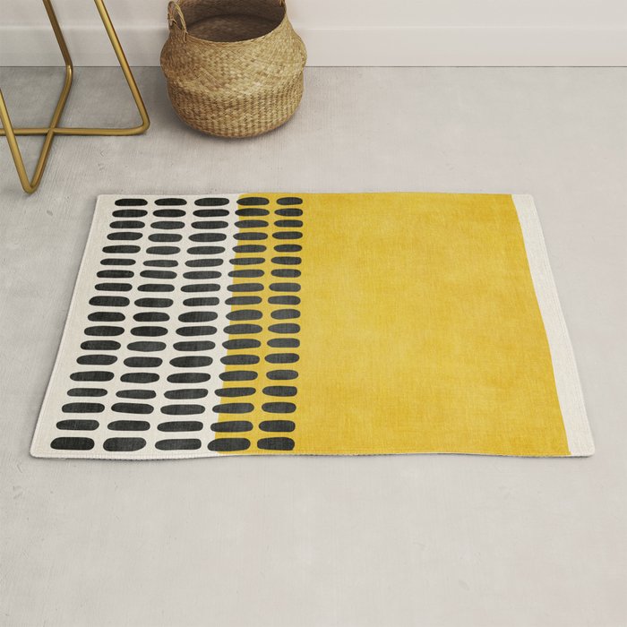Yellow Black Modern Minimalism Rug Gallery Image 1