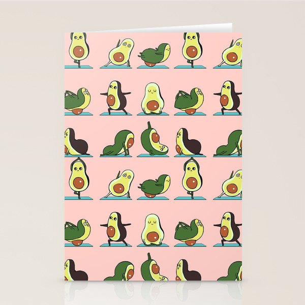 Avocado Yoga in Pink Stationery Card Gallery Image 2