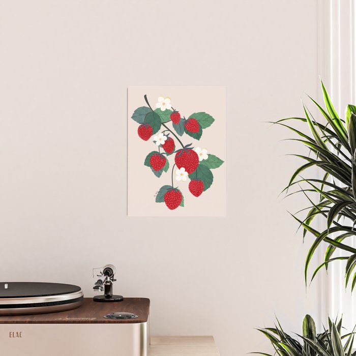 Strawberries and leaves Poster Gallery Image 2