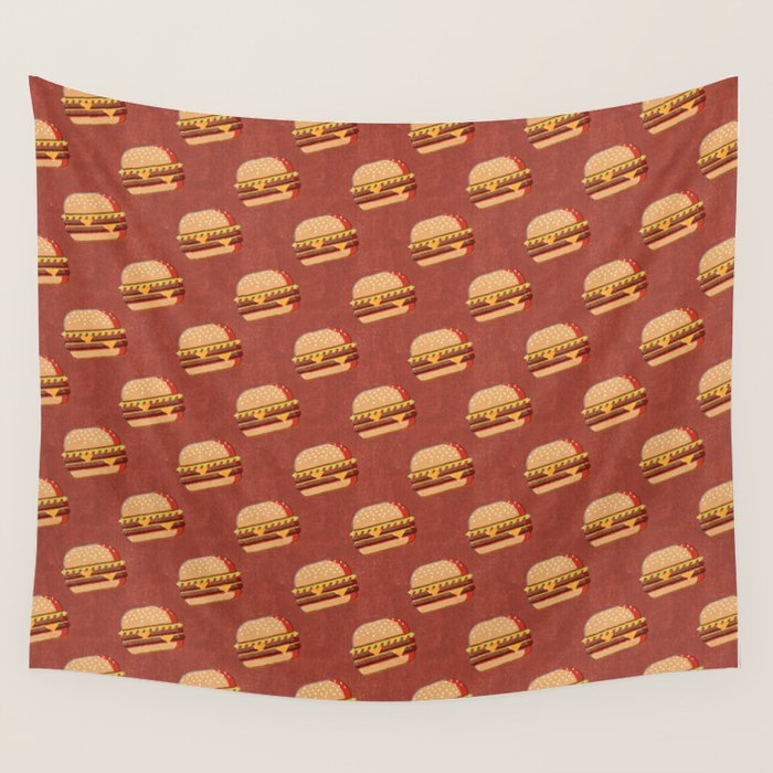 FAST FOOD / Burger - pattern Wall Tapestry Gallery Image 4