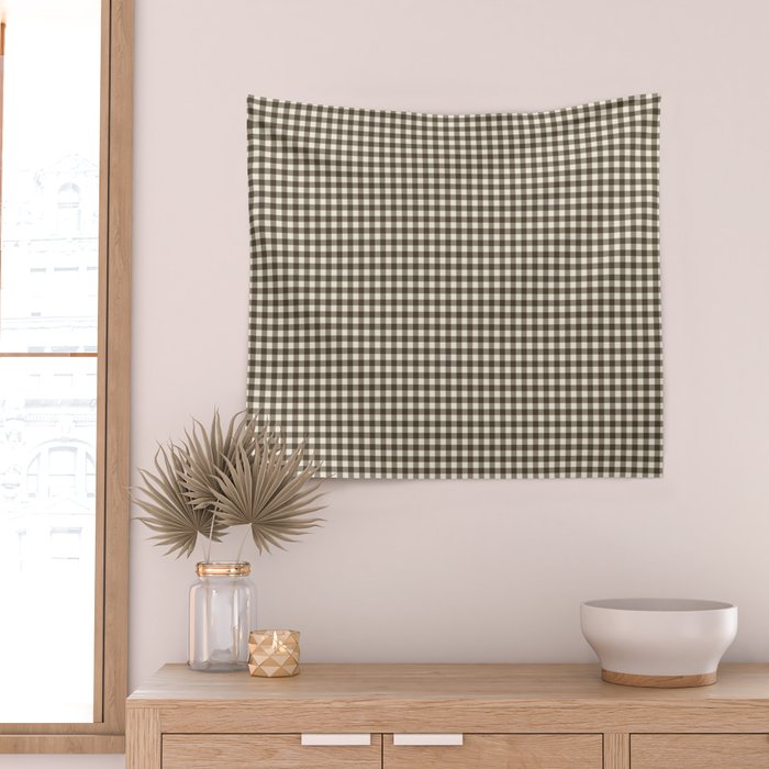 brown gingham Wall Tapestry Gallery Image 2