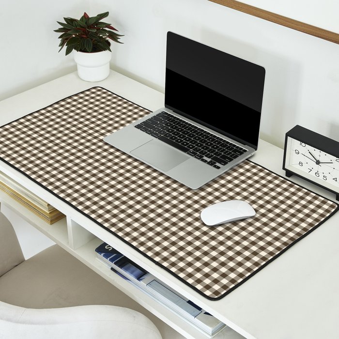 brown gingham Desk Mat Gallery Image 2