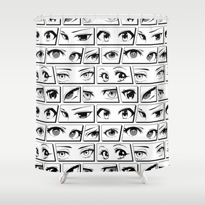 Anime eye cartoon comic art pattern Shower Curtain Gallery Image 1