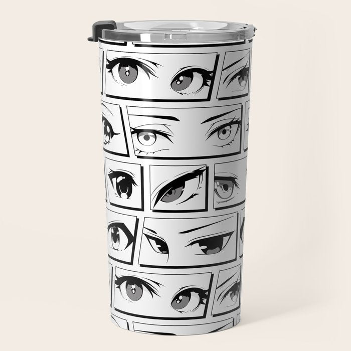 Anime eye cartoon comic art pattern Travel Mug Gallery Image 3