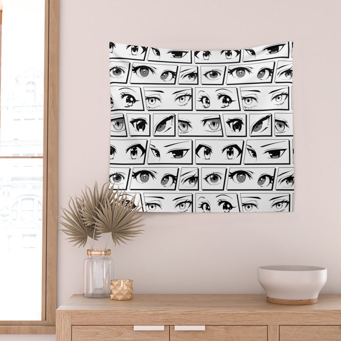 Anime eye cartoon comic art pattern Wall Tapestry Gallery Image 2