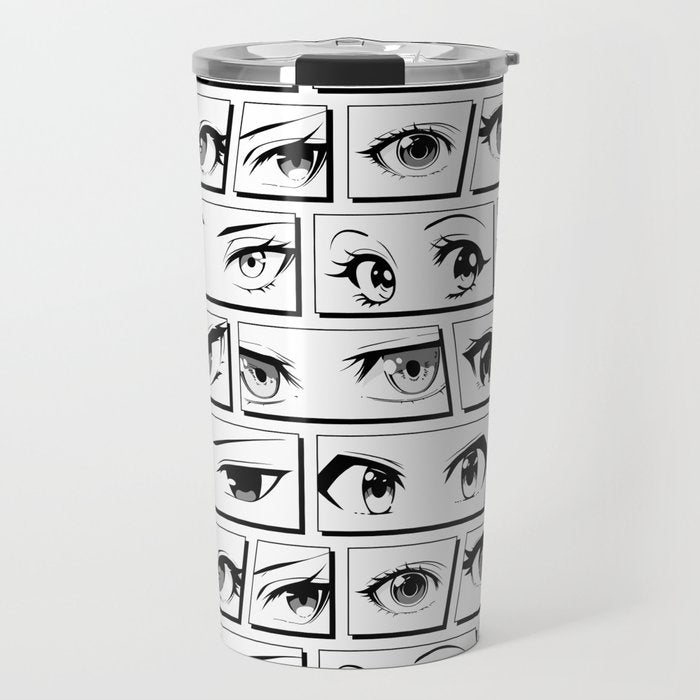 Anime eye cartoon comic art pattern Travel Mug Gallery Image 1
