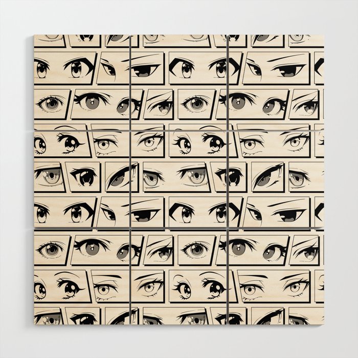 Anime eye cartoon comic art pattern Wood Wall Art Gallery Image 1