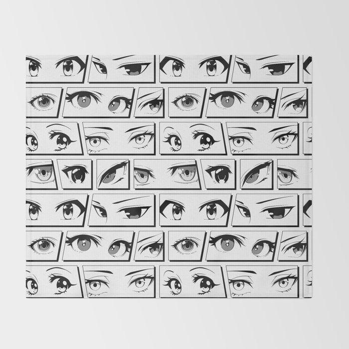 Anime eye cartoon comic art pattern Throw Blanket Gallery Image 2