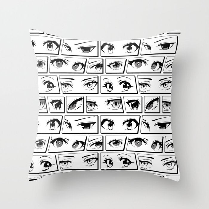 Anime eye cartoon comic art pattern Throw Pillow Gallery Image 6