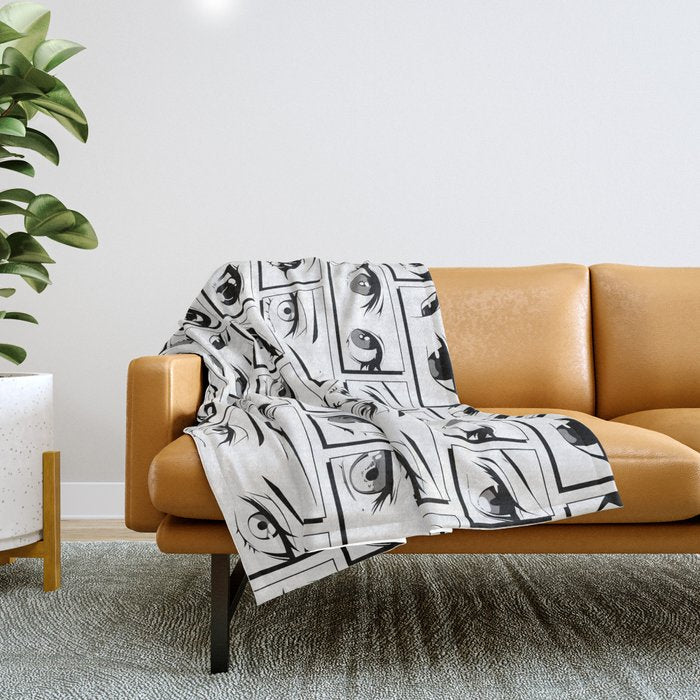 Anime eye cartoon comic art pattern Throw Blanket Gallery Image 1