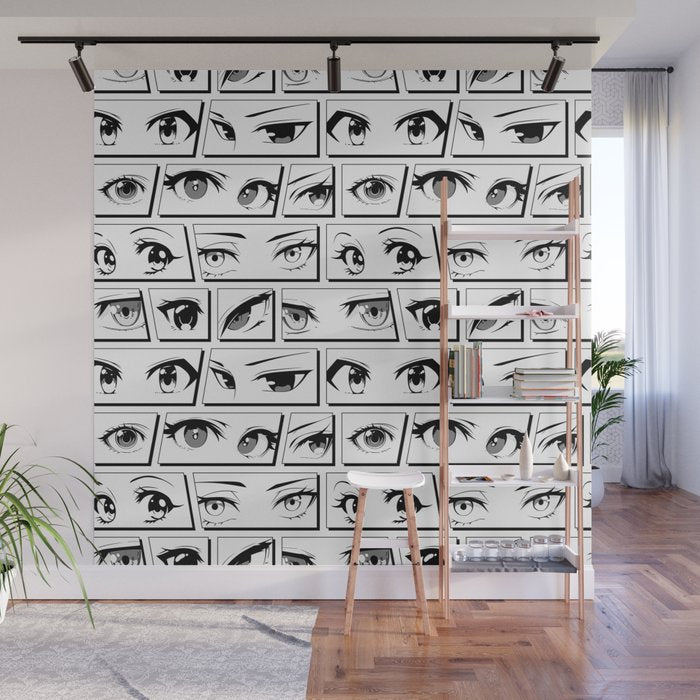 Anime eye cartoon comic art pattern Wall Mural Gallery Image 1
