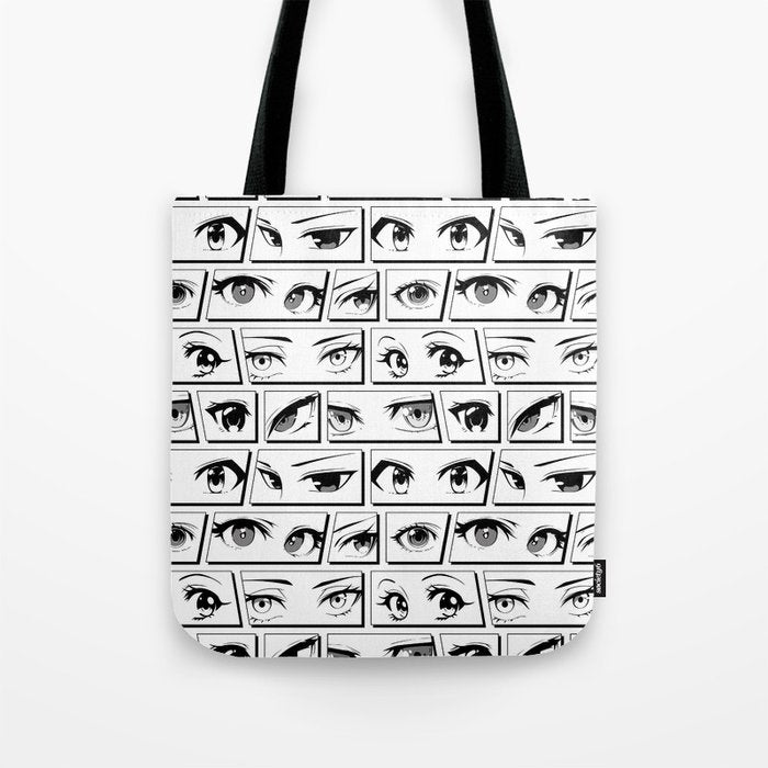 Anime eye cartoon comic art pattern Tote Bag Gallery Image 1