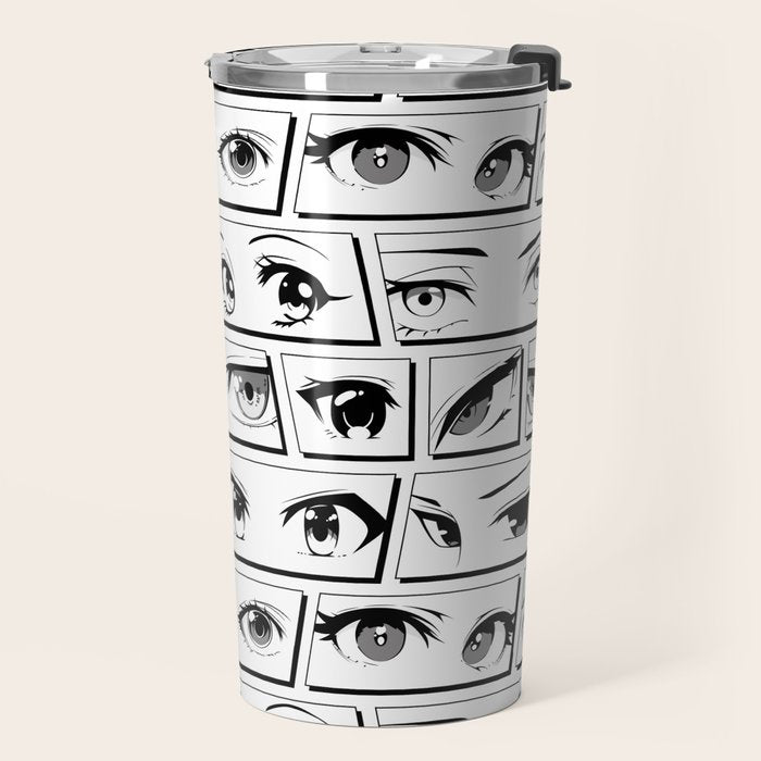 Anime eye cartoon comic art pattern Travel Mug Gallery Image 2