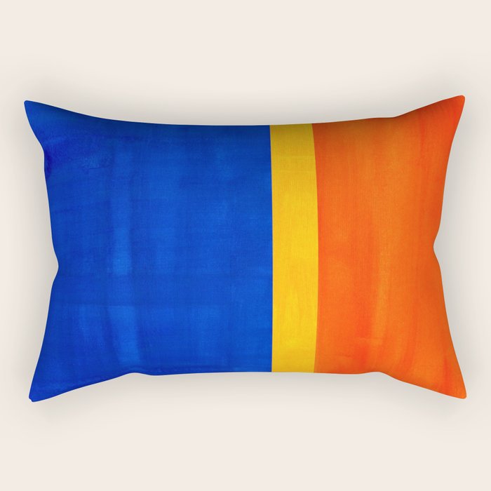 Wide Awake Blue Yellow And Orange Colorfield  Rectangular Pillow Gallery Image 1