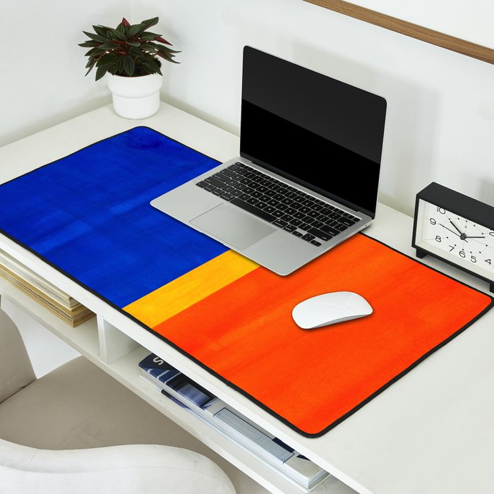 Wide Awake Blue Yellow And Orange Colorfield  Desk Mat Gallery Image 2