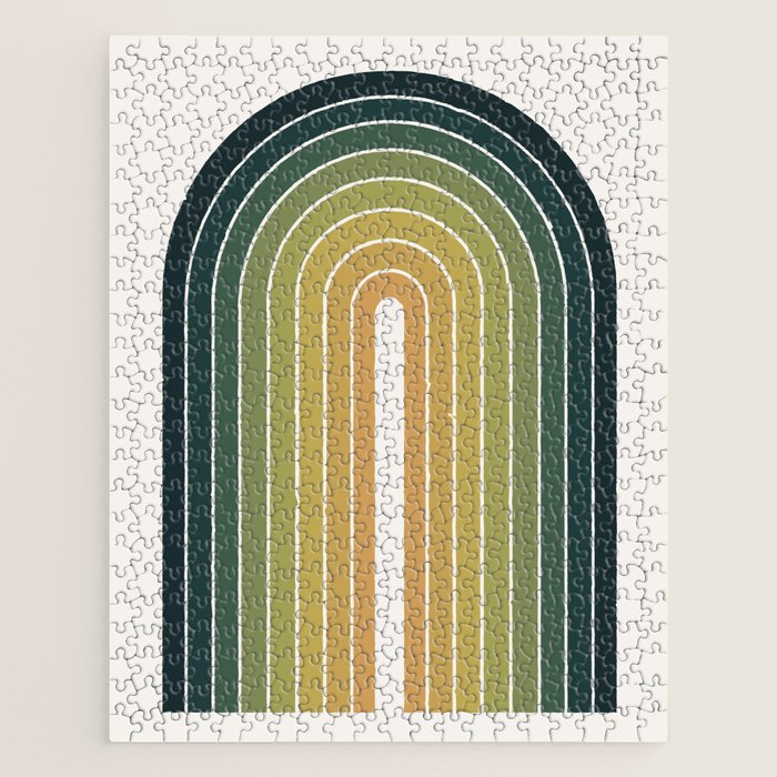 Gradient Arch XXVI Green Tones Mid Century Modern Rainbow Jigsaw Puzzle Gallery Image 1