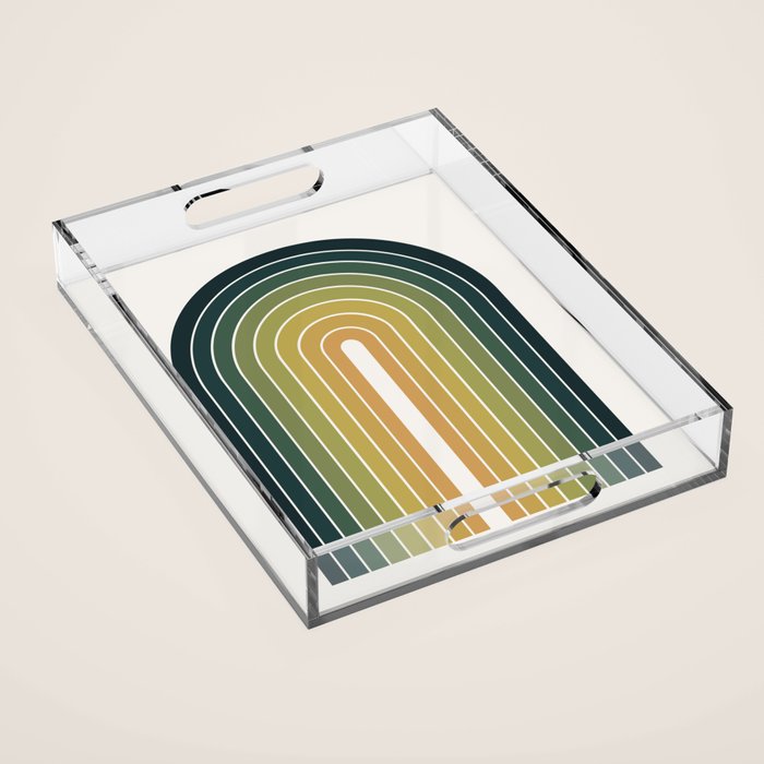 Gradient Arch XXVI Green Tones Mid Century Modern Rainbow Acrylic Tray Gallery Image 1