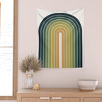 Gradient Arch XXVI Green Tones Mid Century Modern Rainbow Wall Tapestry Gallery Image 2