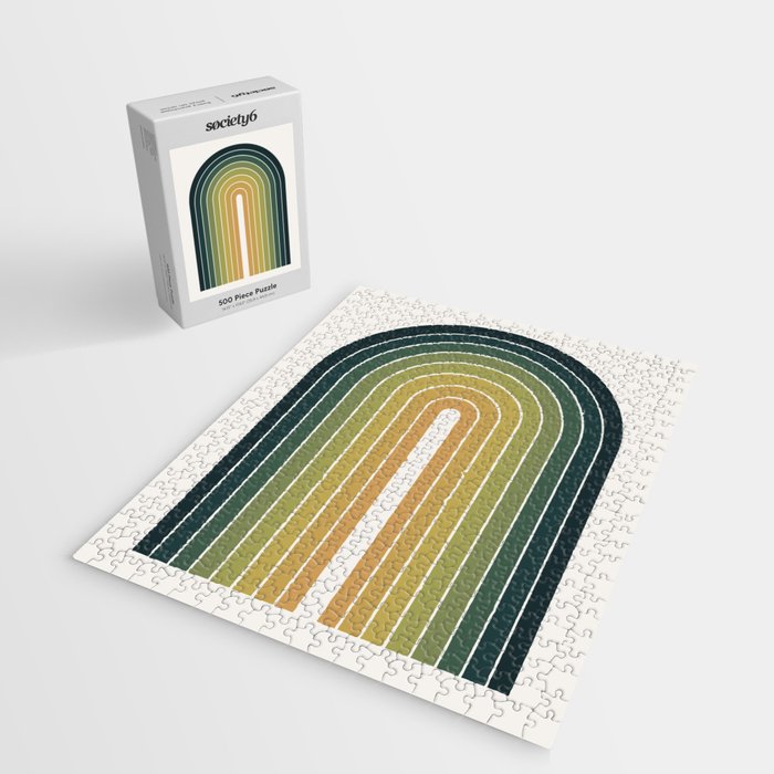 Gradient Arch XXVI Green Tones Mid Century Modern Rainbow Jigsaw Puzzle Gallery Image 2