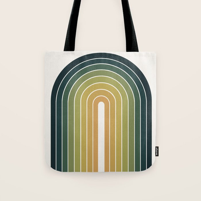 Gradient Arch XXVI Green Tones Mid Century Modern Rainbow Tote Bag Gallery Image 1