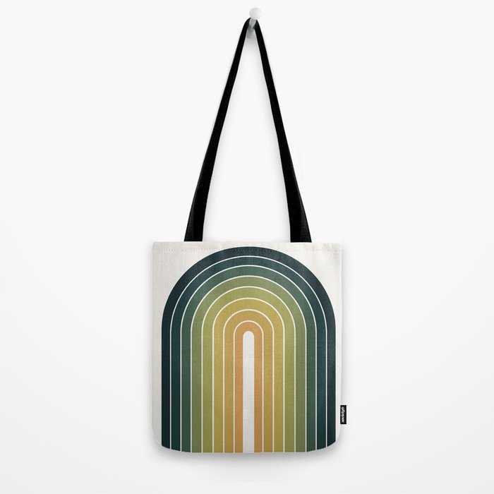 Gradient Arch XXVI Green Tones Mid Century Modern Rainbow Tote Bag Gallery Image 2