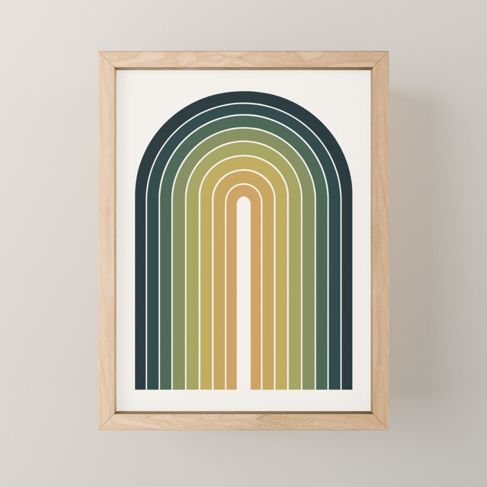 Gradient Arch XXVI Green Tones Mid Century Modern Rainbow Mini Art Print Gallery Image 1