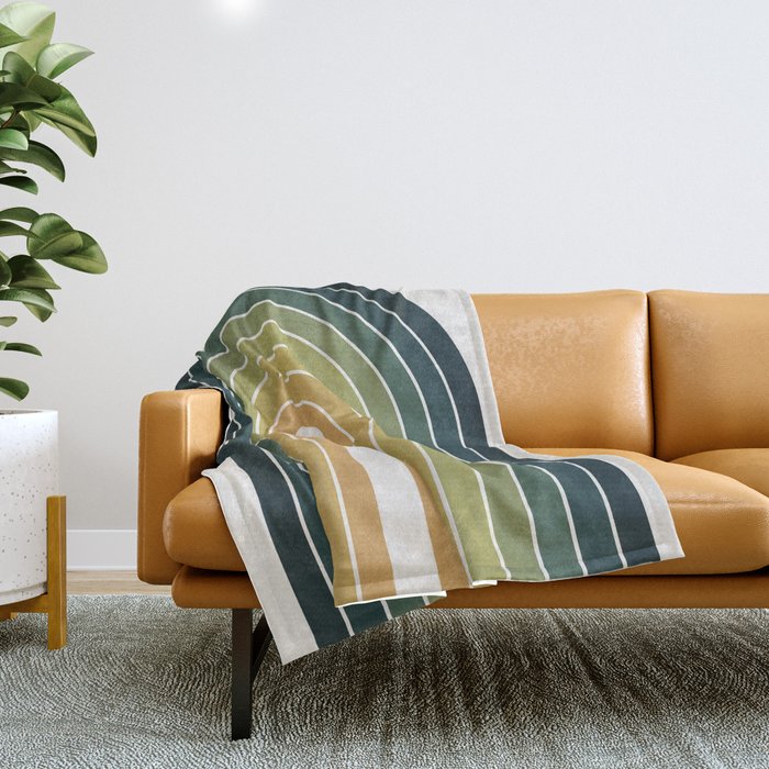 Gradient Arch XXVI Green Tones Mid Century Modern Rainbow Throw Blanket Gallery Image 1