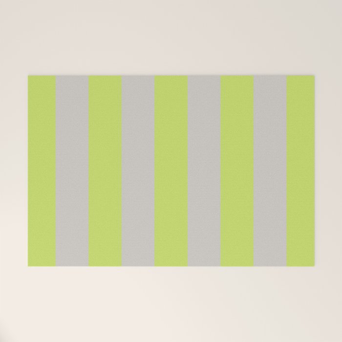Lime and Chiffon Stripes Welcome Mat Gallery Image 1
