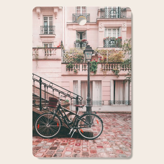 Bike in Paris Pink City Photography  Cutting Board Gallery Image 1